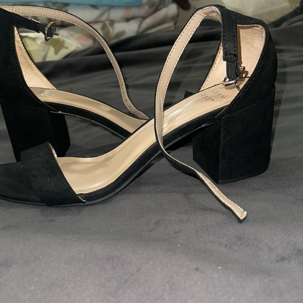 Black suede chunky heels